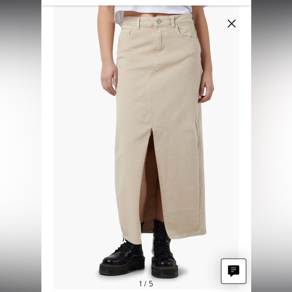 EUC Noisy May Beige Midi Skirt with Front Slit